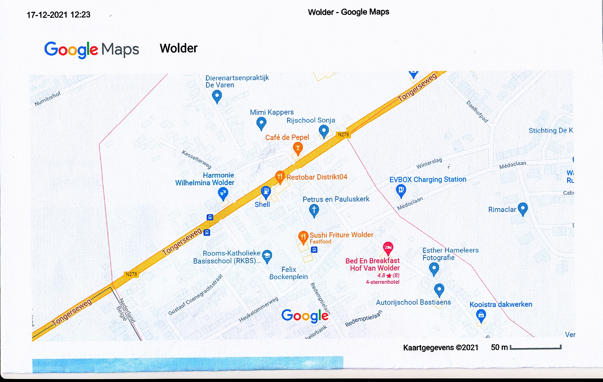 Google maps-grens Campagne-Wolder -close-up